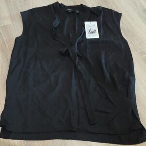 Theory Black Sleeveless Tie-Neck Camisole